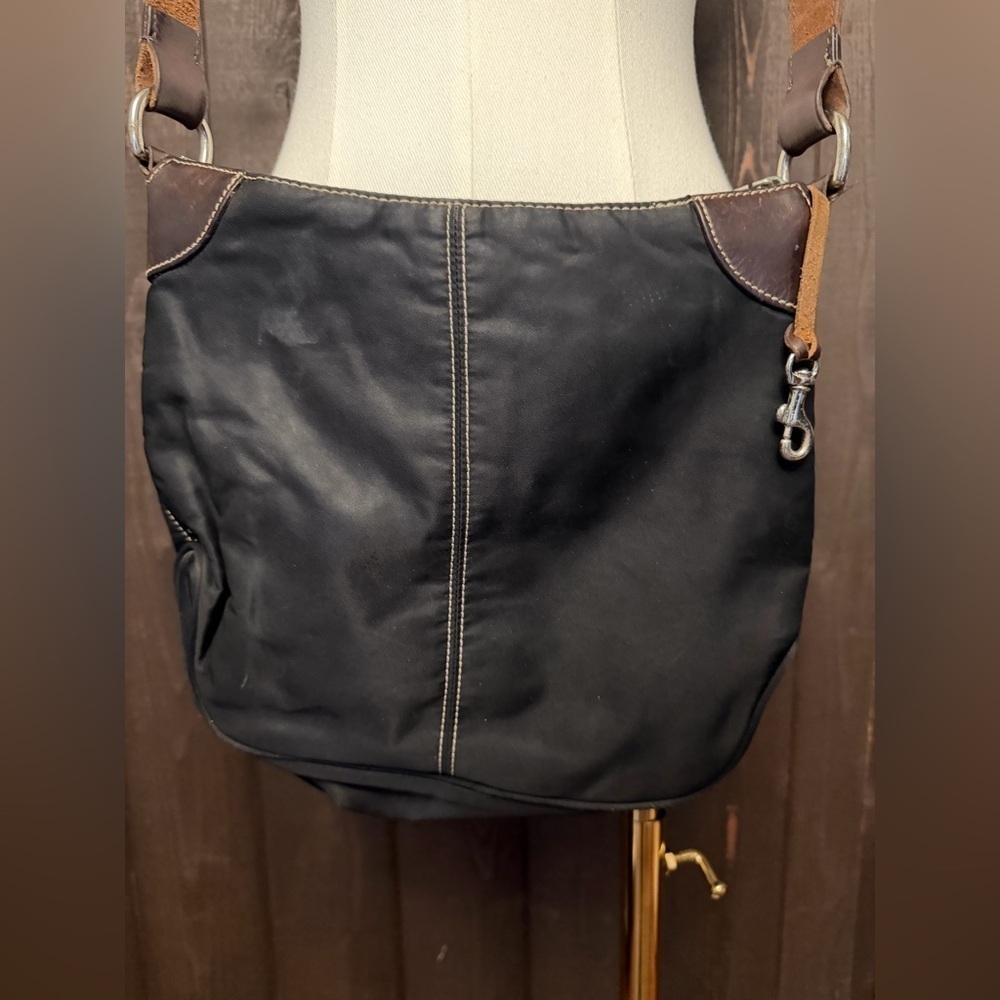Dooney & Bourke Wayfarer Black Nylon Brown Leather Small Crossbody Shoulder Bag - Picture 5 of 7
